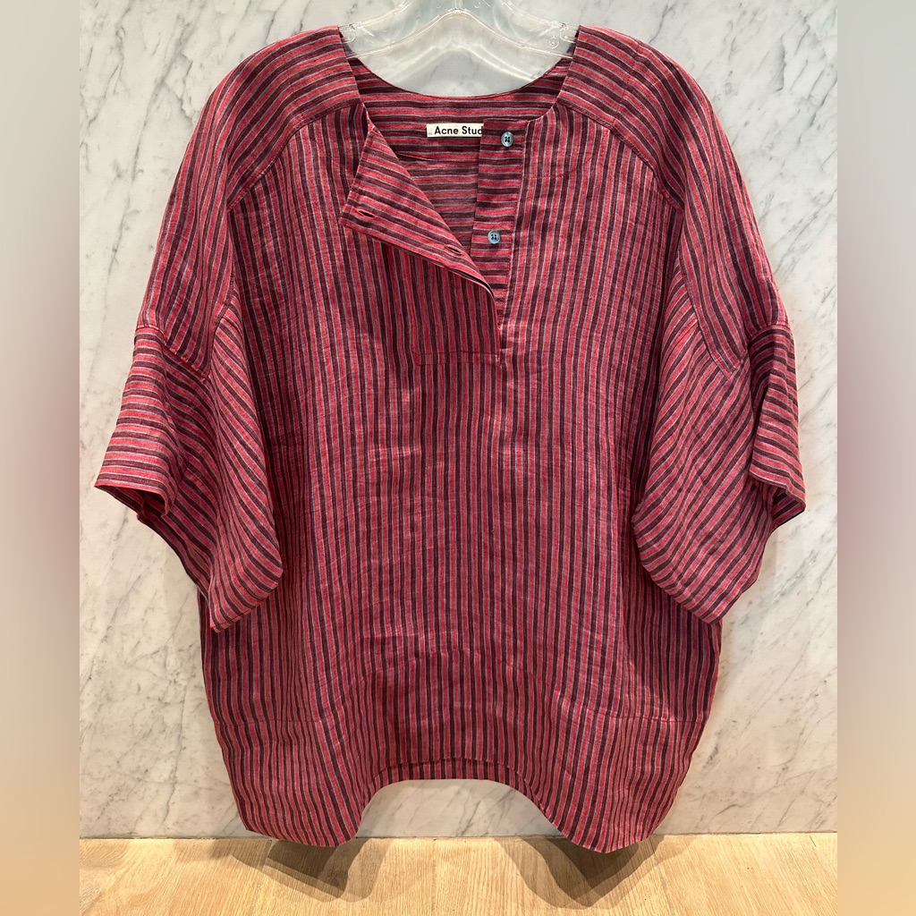 Acne Studios Boxy Tunic Blouse With Mandarin Collar